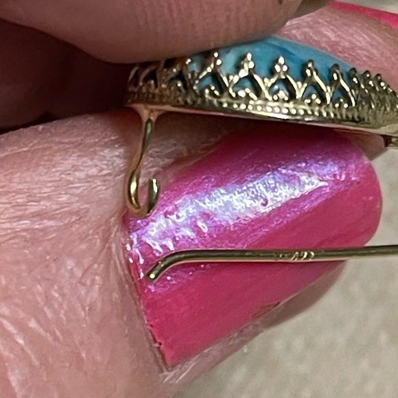 14 karat gold, sleeping beauty, raw turquoise earrings - Picture 3 of 7